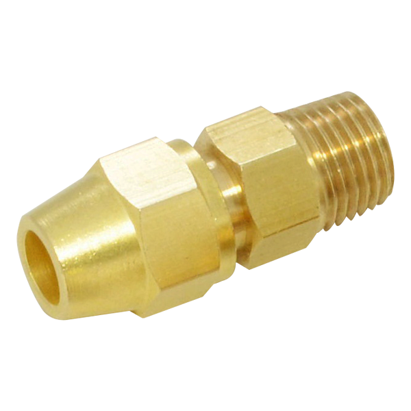 ข้อต่อทองเหลืองตรงแฟลย์ 5/16 เกลียวแป๊บนอก 