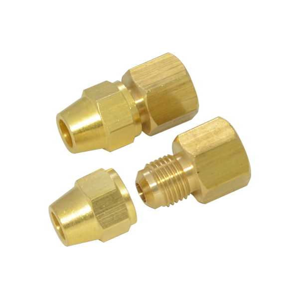 ข้อต่อทองเหลืองตรงแฟลย์ 5/16 เกลียวแป๊บใน