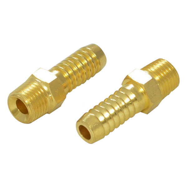 ข้อต่อทองเหลืองเกลียวแป๊บนอก สวมสายยาง 3/8