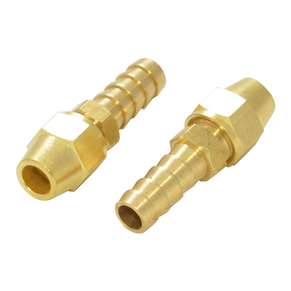 ข้อต่อทองเหลืองตรงแฟลย์ 5/16 สวมสายยาง 3/8 